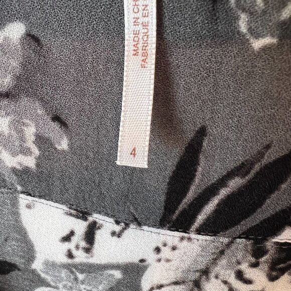 Free People Dress Size 4 Part Time Love Grey Floral Mini Short Sleeve Tie Front - Picture 7 of 16